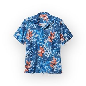 Tommy Bahama 🂱 Aloha Lei IslandZone® Print Silk Blend Camp Poker Shirt 🂱 Ocean